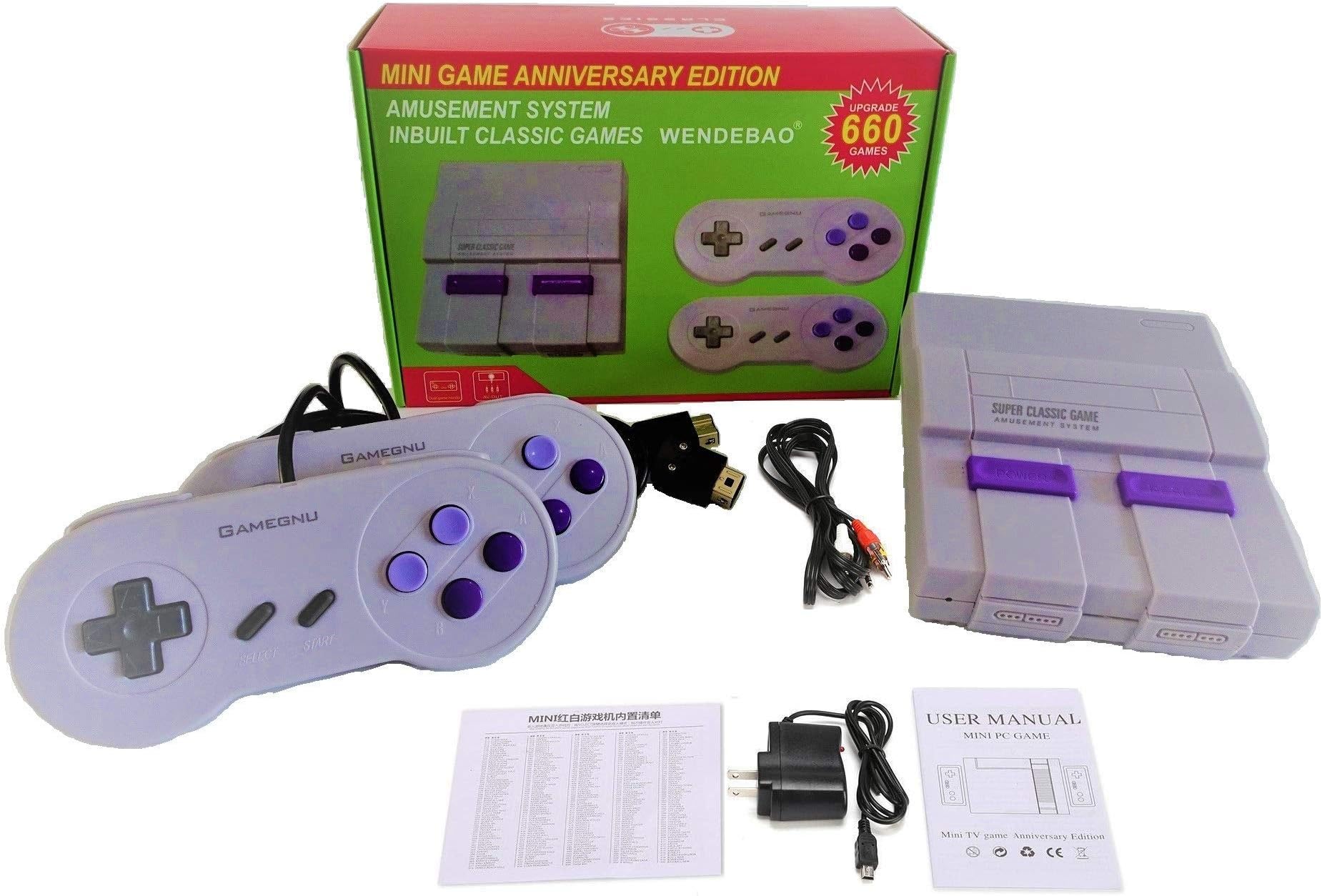 Mini Classic Game Consoles Mini Retro Game Consoles Built-in 660 Games Video Games Handheld Game Player （AV Out Cable 8-Bit） Bring You Happy Childhood Memories