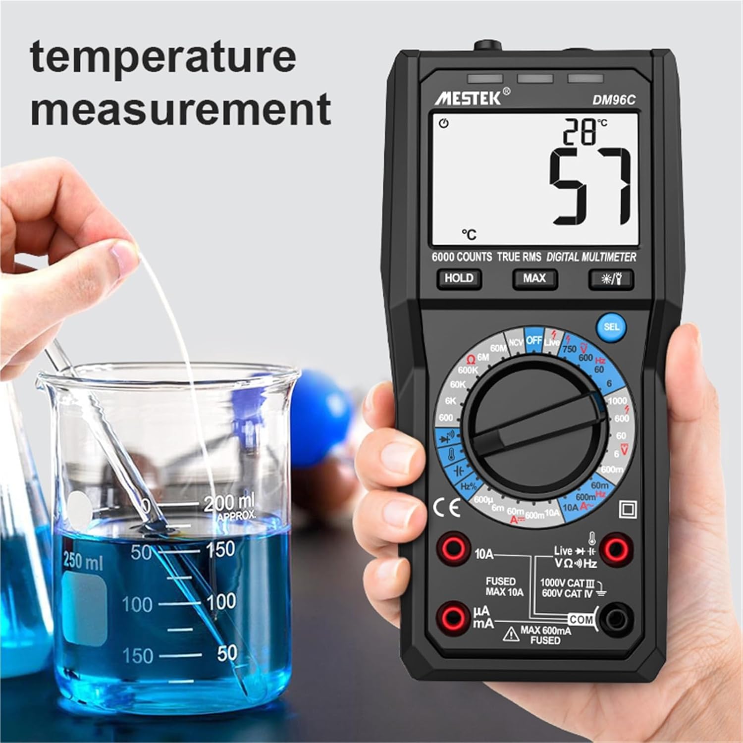 Digital Multimeter DM96C Model Auto Range AC DC Voltage Current with Temperature Measurement Tester Multimeters