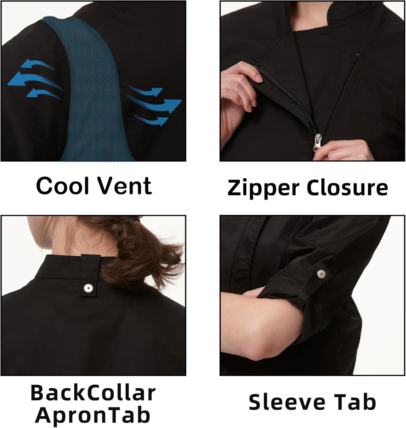 Women's Chef Coat Professional Chef Jackets with Cool Vent Side Panels 2947M - Image 4