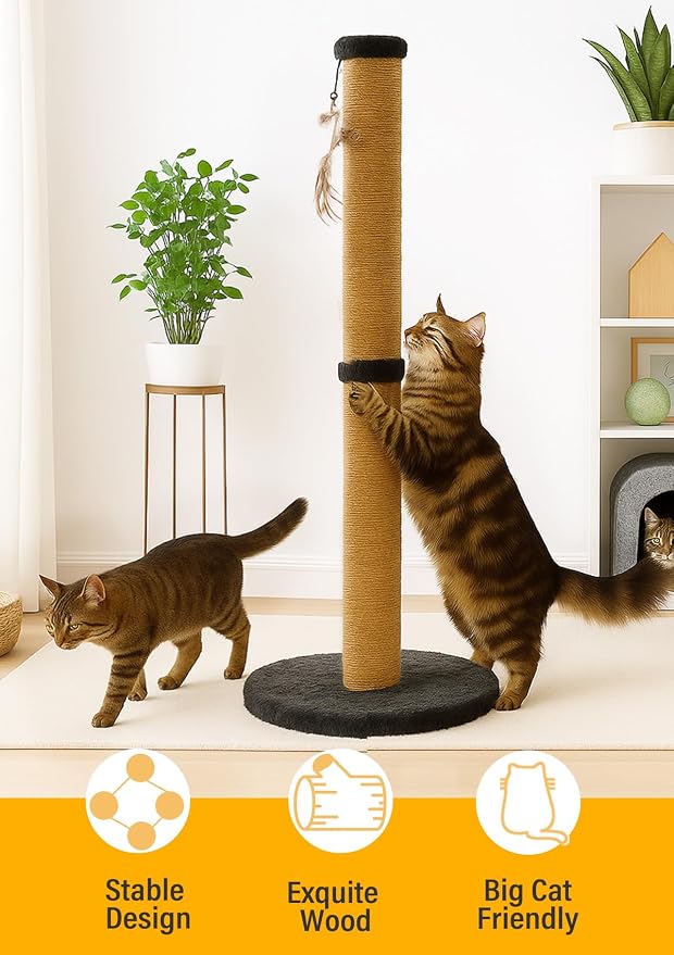 Rascador Torre para Gatos 34in con Base de Plush y Sisal miniatura 3