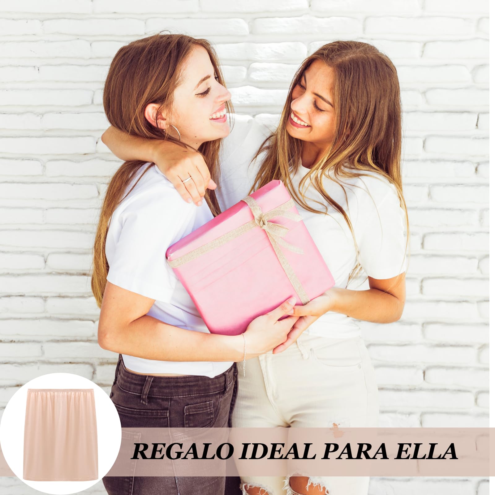 Falda Anti Walking Media Enagua Nude Algodón Enaguas Minifalda Stretch Transpirable Falda Slip para Debajo del Vestido Antiestático Enaguas para Vestidos Cintura 65cm/25.5in M