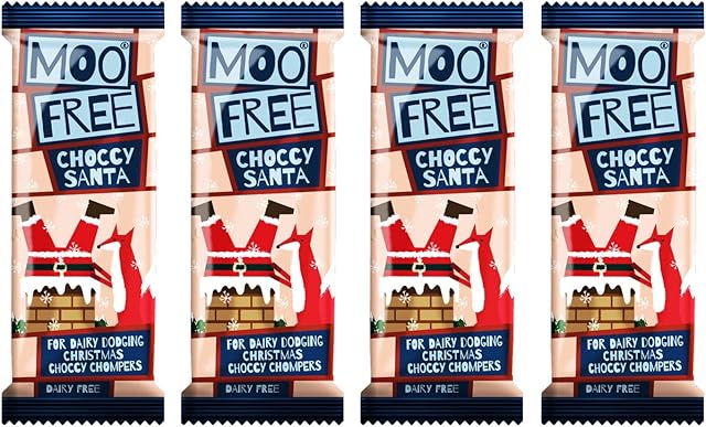 Dairy Free Vegan Milk Chocolate Santa Bar - Gluten Free, Soya Free, Stocking Fillers, Christmas Treats - Pack of 4 x 32g