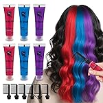 Byhoo Blue Red Purple Temporary Hair Color for Dark Hair Dye, Cream Formula, Washable Hair Dye for Kids Girls Birthday Party Halloween Cosplay Hair Gift