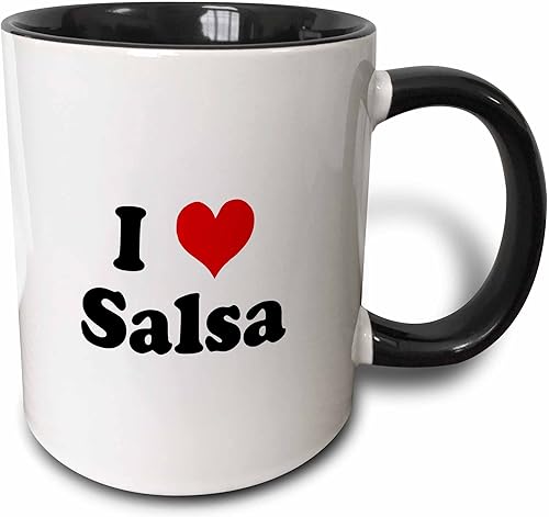 Miniatura 4 de 3dRose I Love Salsa-Taza negra de dos tonos, 11 onzas, multicolor