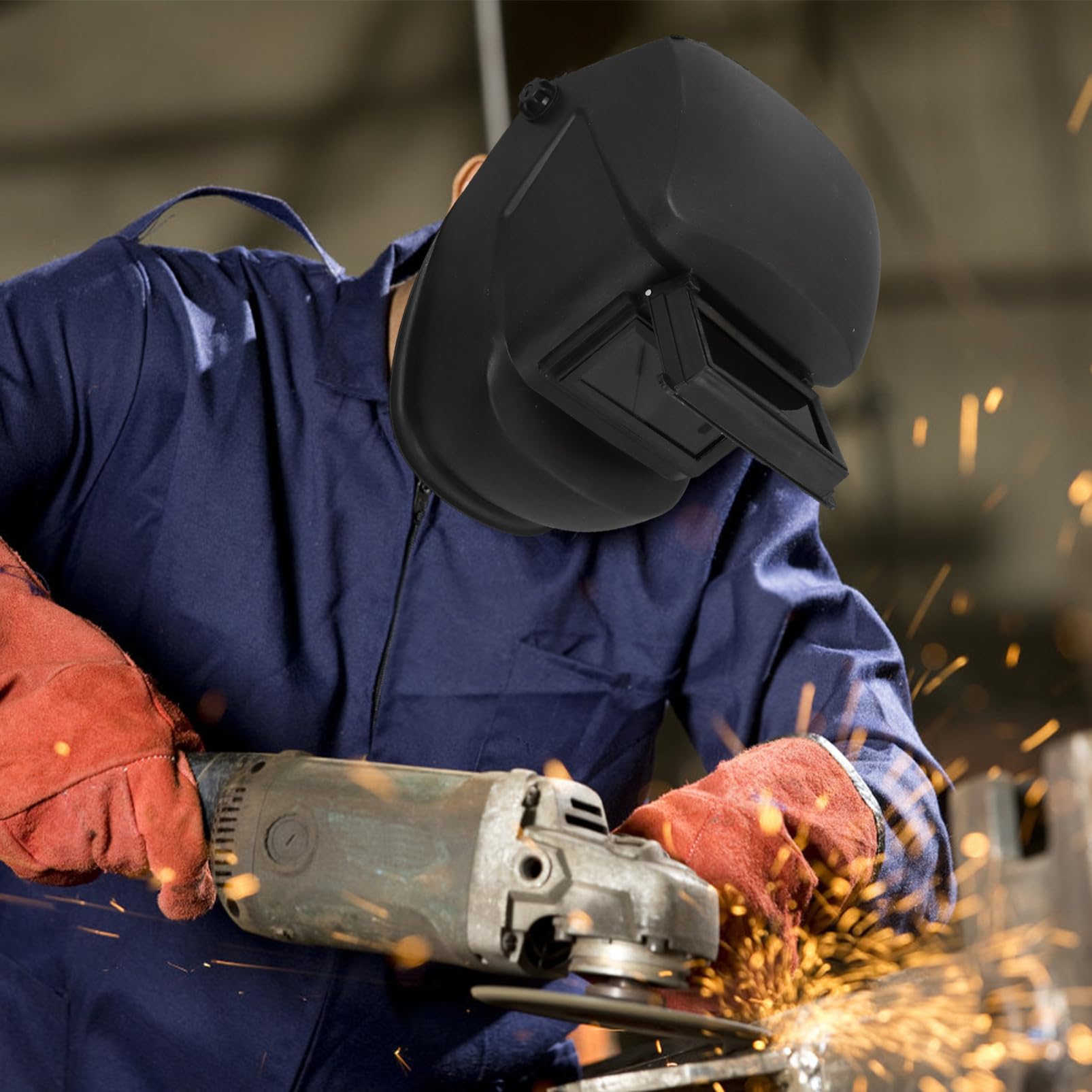 Casco de Soldadura Abatible Negro, Visor Transparente para Soldar