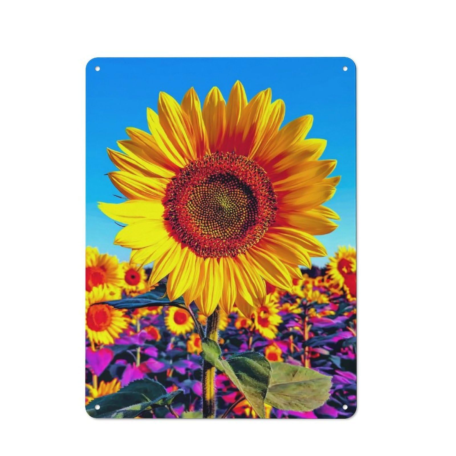 Junmoney Bright Sunflower Field Vintage Tin Sign 40X30cm With For Living Room Or Hallway, For Living Room Decor Lovers