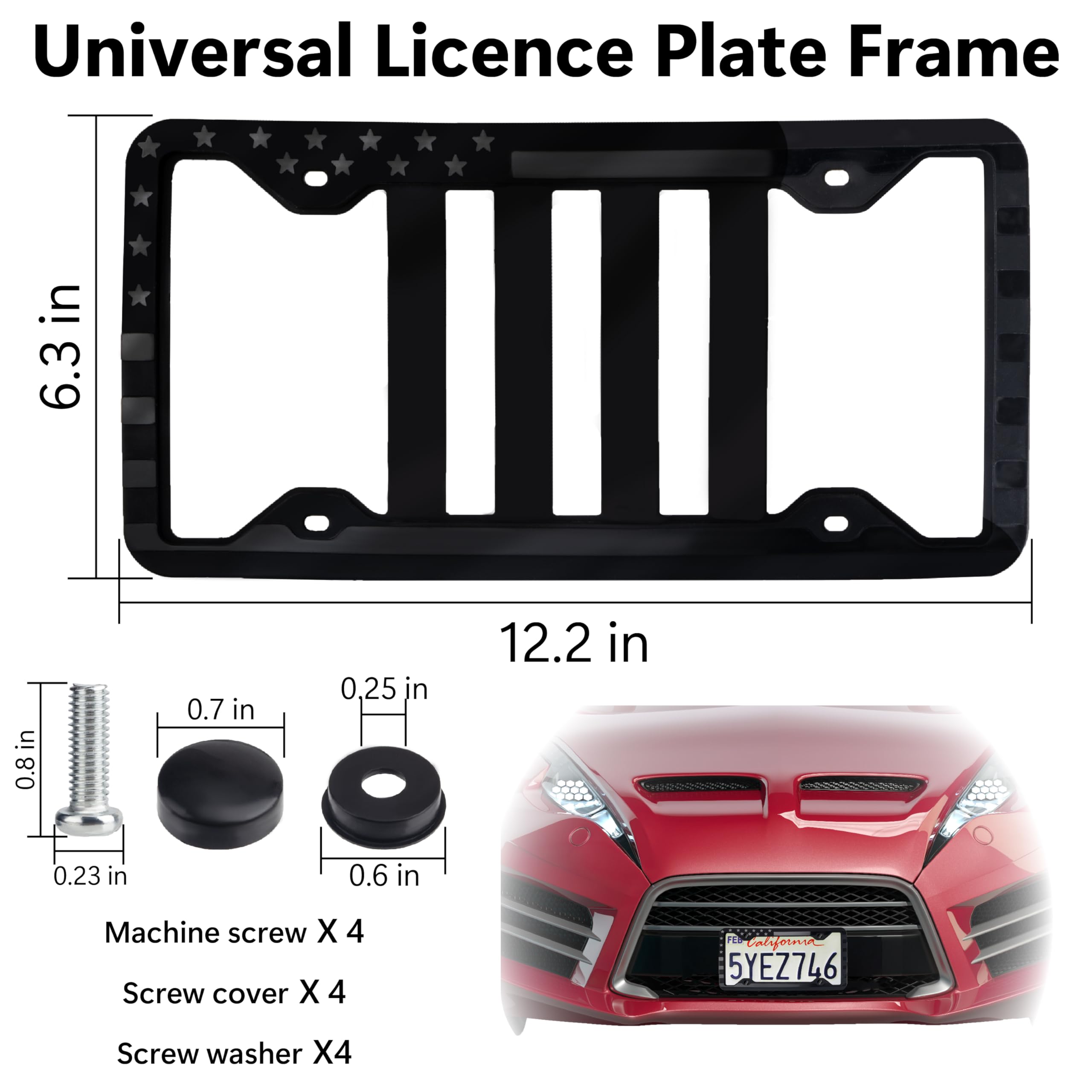 Snapklik.com : Silicone License Plate Frame, Black American Flag ...