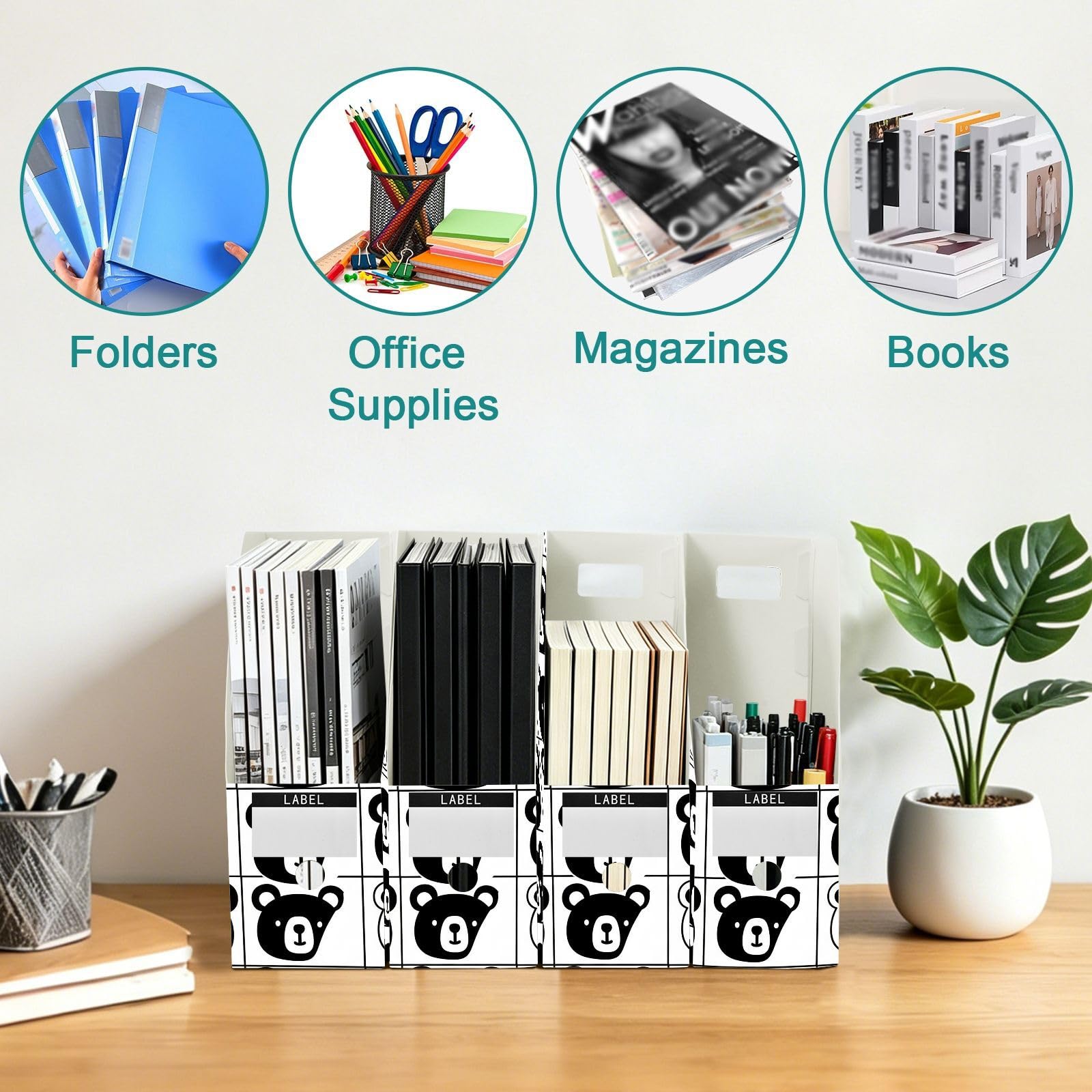 Cartoon Bear Organiseur de dossiers pour enseignants Noir