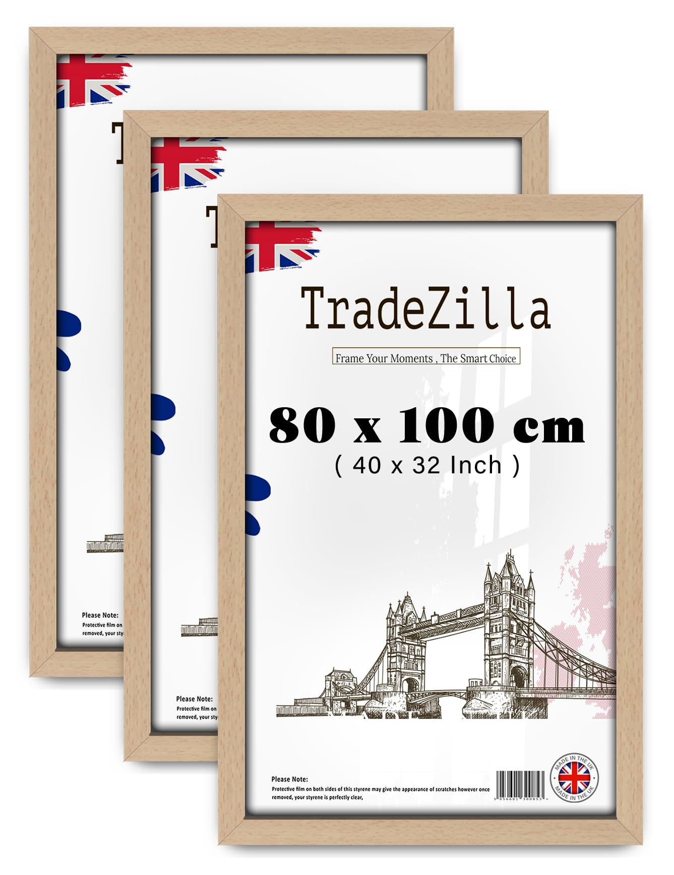 TradeZilla pack of 3 Epic Collection Eton Wood Poster/picture 40x32 Inch Frame Beech -Stylish -Gifts Birthdays/Interior Wall Décor (80 x 100 CM) [ Beech ] — image 1