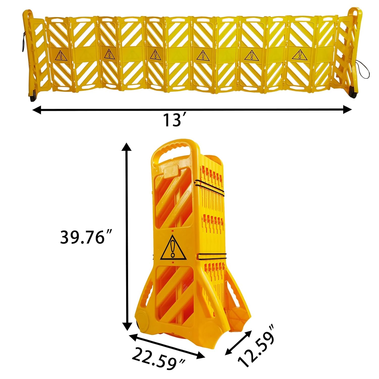 13 Foot Portable Driveway Fence Safety Barriers Barricade Expandable Mobile Folding System for Construction Traffic Control Driveway Gate Outdoor