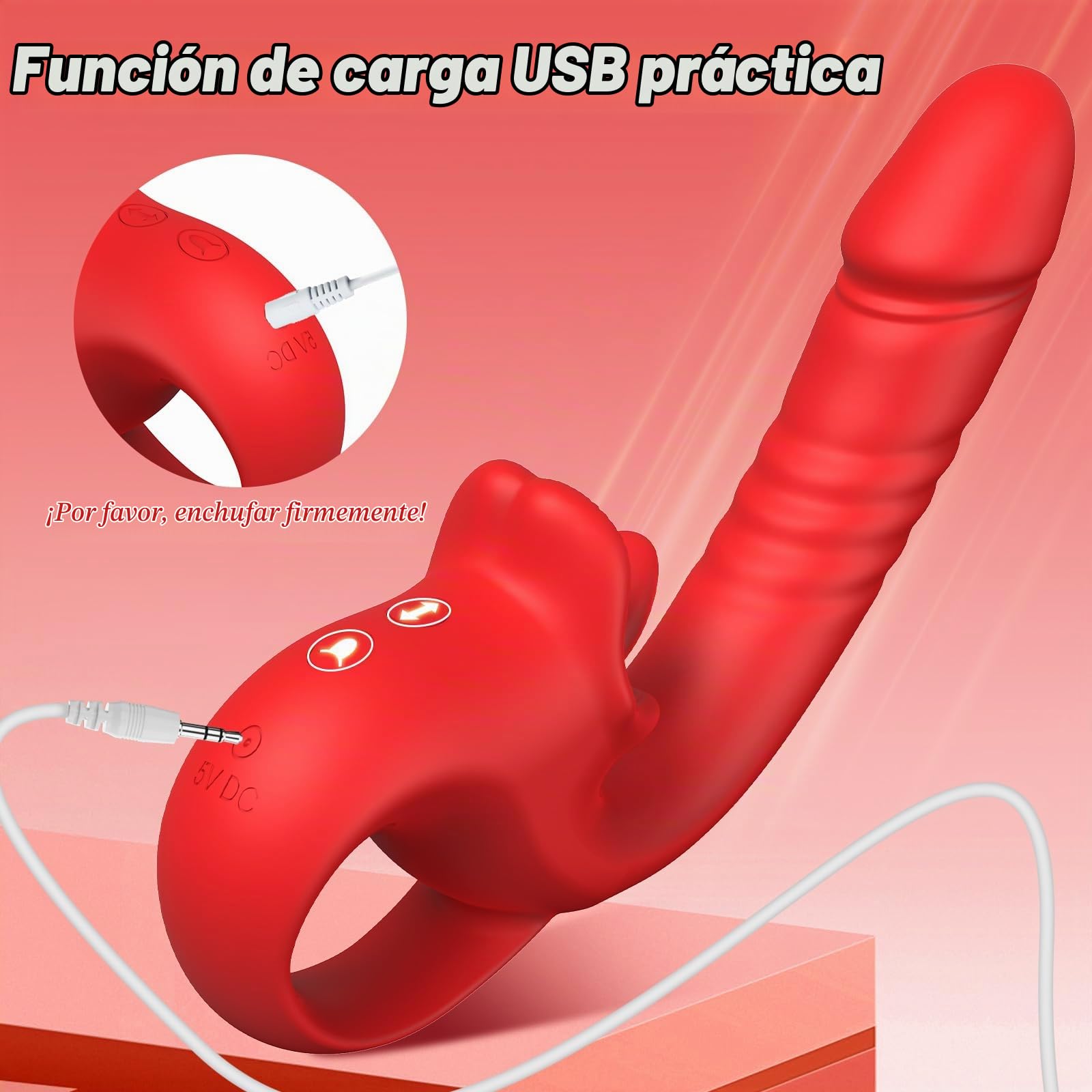 Vibrador para Mujer con Función de Embestida y 10 Modos de Lengua - Juguete Sexual para Estimulación del Punto G y Clítoris, Vibrador de Lengua con Múltiples Patrones