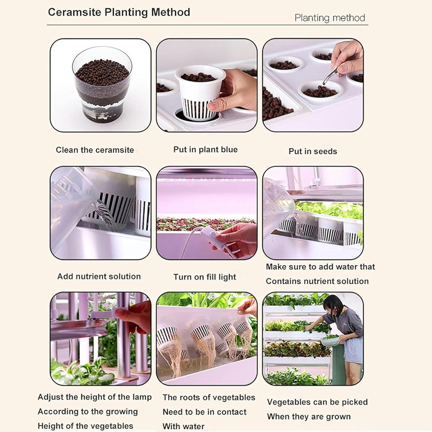 4 -Story Hydroponic Culture Game, Hydroponic Culture System, Hydroponic and Exterior Culture Kit with Moisturizing Pump Timer Adapter