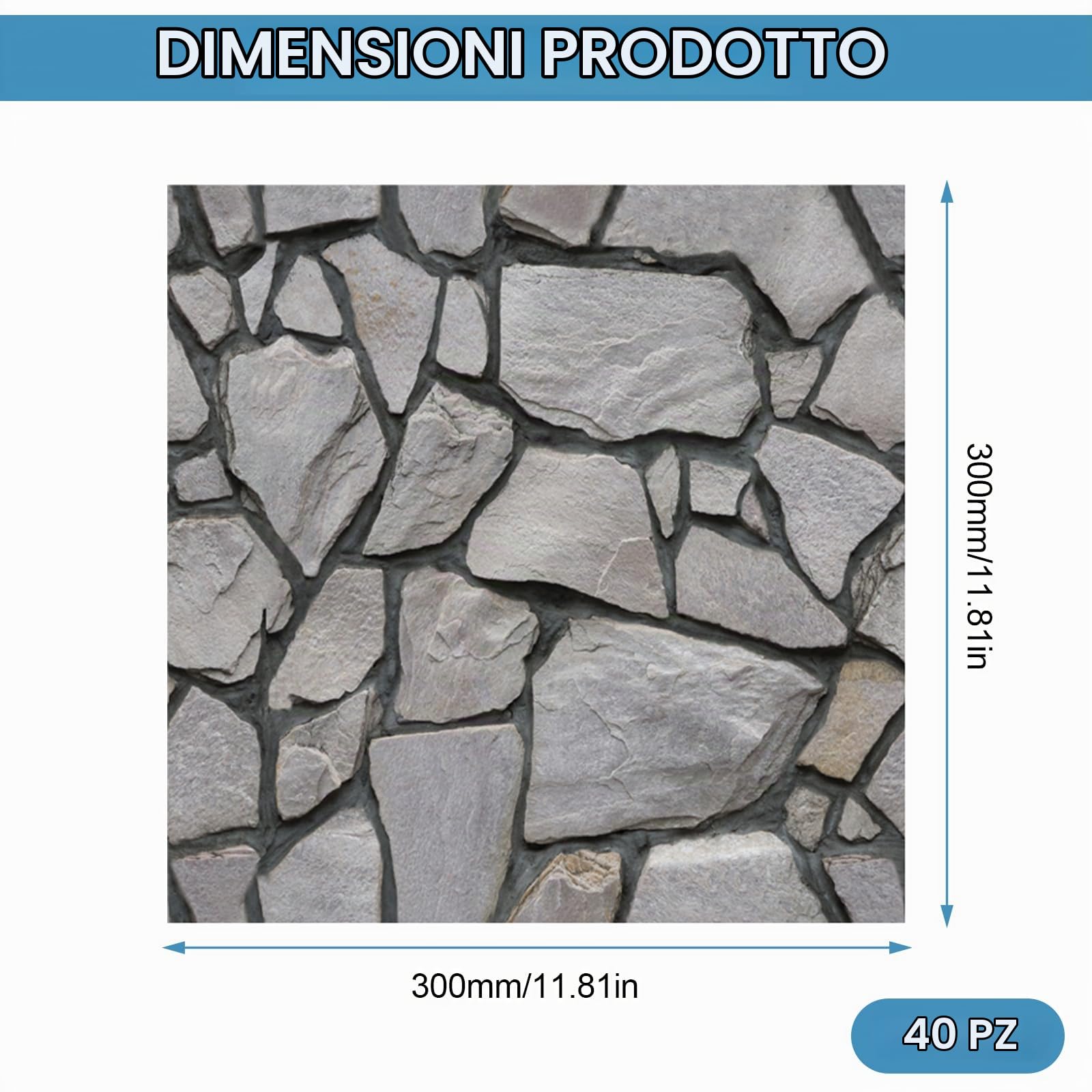 40 pezzi Carta da Parati 3D, 30 ×30 cm Pannelli Adesivi per Pareti, Impermeabile Pannello PVC Decorativo Parete, Adesivi Murali Cucina, Adatto per Pareti di Sfondo TV, Camera da Letto, Soggiorno