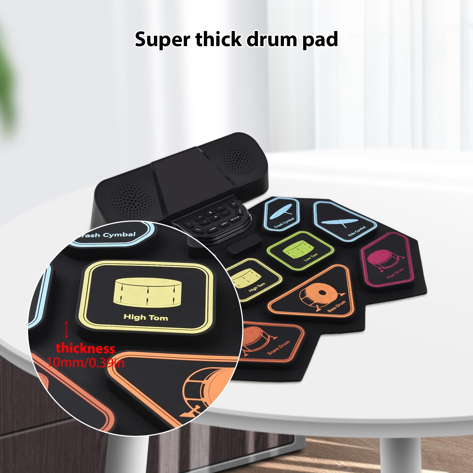 Roll Up Electronic Drum Set 10 Demo Songs Silikon Practice Pad Drum Zestaw z Bębnami i Pedałami dla Początkujących i Doświadczonych Muzyków (BLACK)