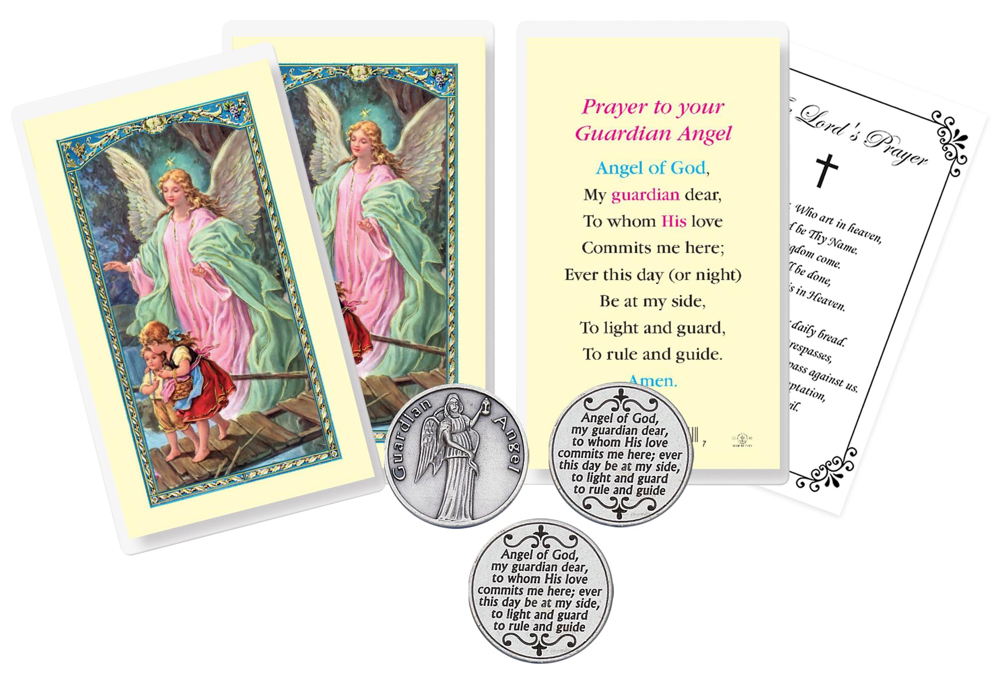 Prayer To Your Guardian Angel  3  U - LAMINATED HOLY CARDS- QUANTITY 2 Prayer Cards