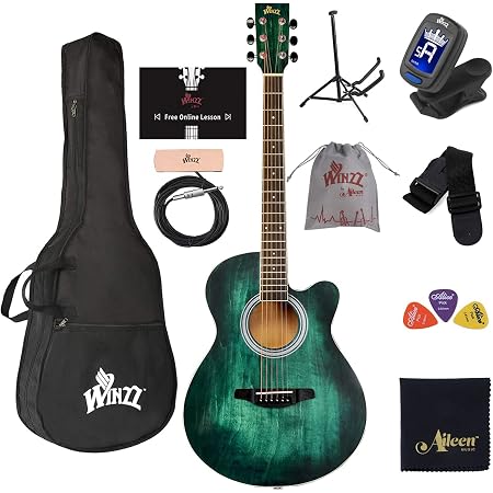 Amazon.com: WINZZ Hand RUBBED Series – Paquete de iniciación de guitarra  acústica de 40 pulgadas con lecciones en línea, bolsa acolchada, soporte,  afinador, pastilla, correa, púas, verde cazador oscuro : Instrumentos  Musicales