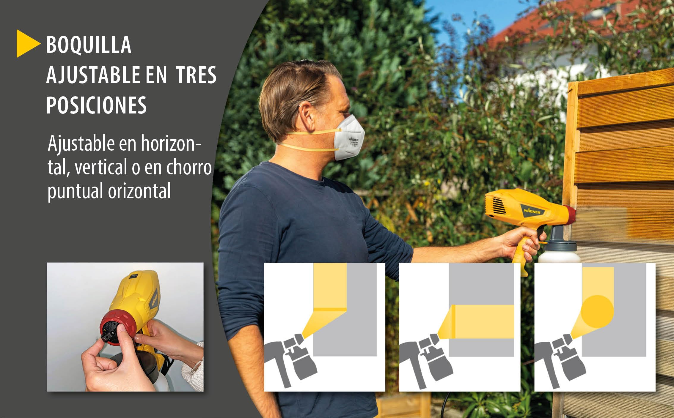 WAGNER pulverizador de Pintura Wood&Metal Sprayer W125 para Barnices y esmaltes para Interiores y Exteriores, 5m² - 10 Min., depósito 600 ml, 350 W