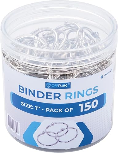 Anillos para carpeta de hojas sueltas de 1 pulgada (paquete de 150 unidades), anillos de metal para anillos de tarjetas de índice, llaveros, anillos