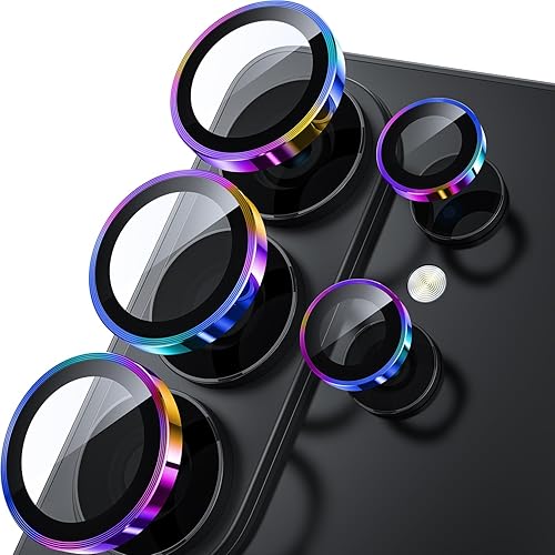 Miniatura 22 de WSKEN Protector de lente de cámara para Samsung Galaxy S24 Ultra, vidrio templado 9H ultra delgado resistente a rayones con círculo de metal de