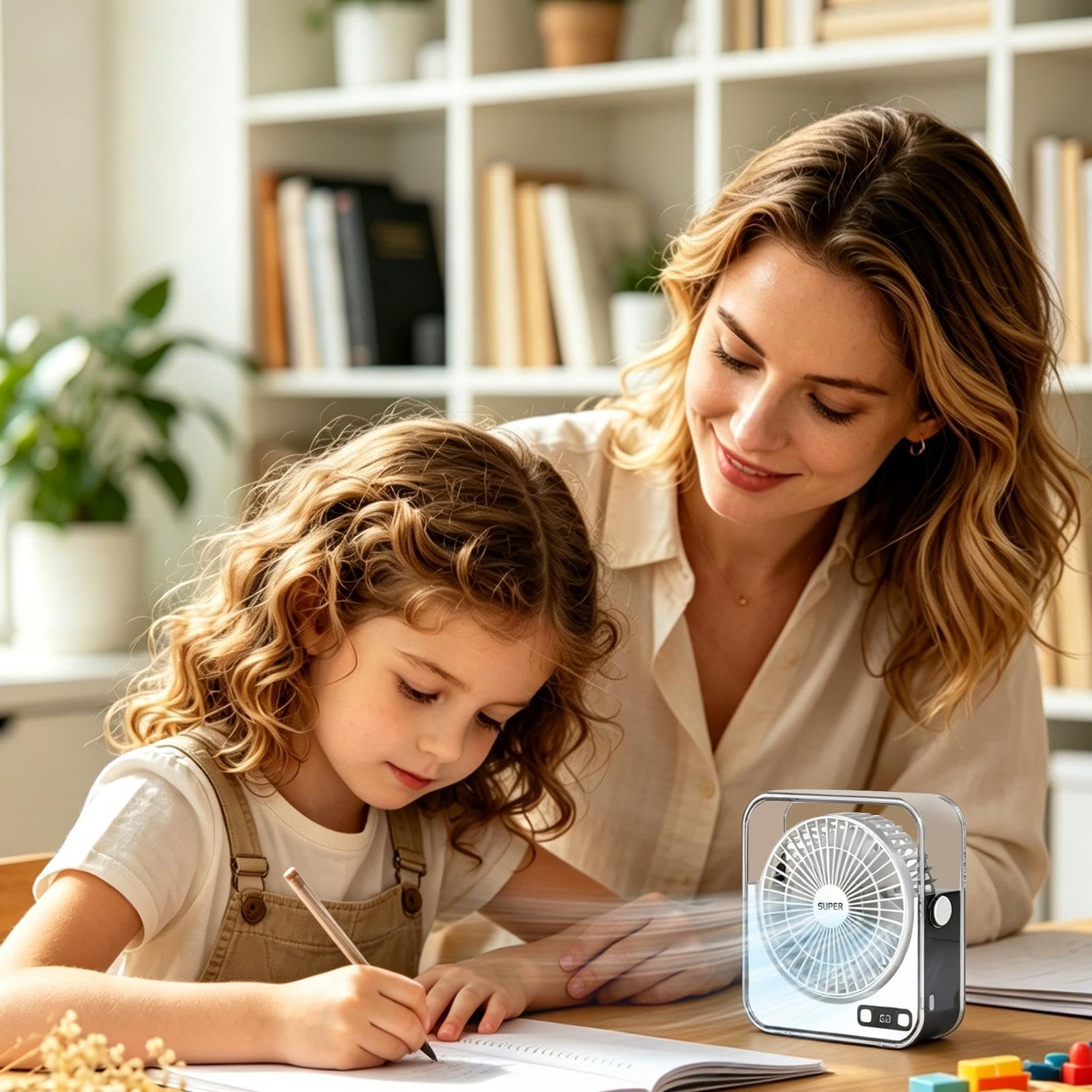Ventilatore Da Scrivania Per Ufficio Basso Rumore Ricaricabile Velocità | Ventilatore Silenzioso da Scrivania per Casa Camera da Tavolo Bancone Viaggio Campeggio Bagno Esterno Palestra