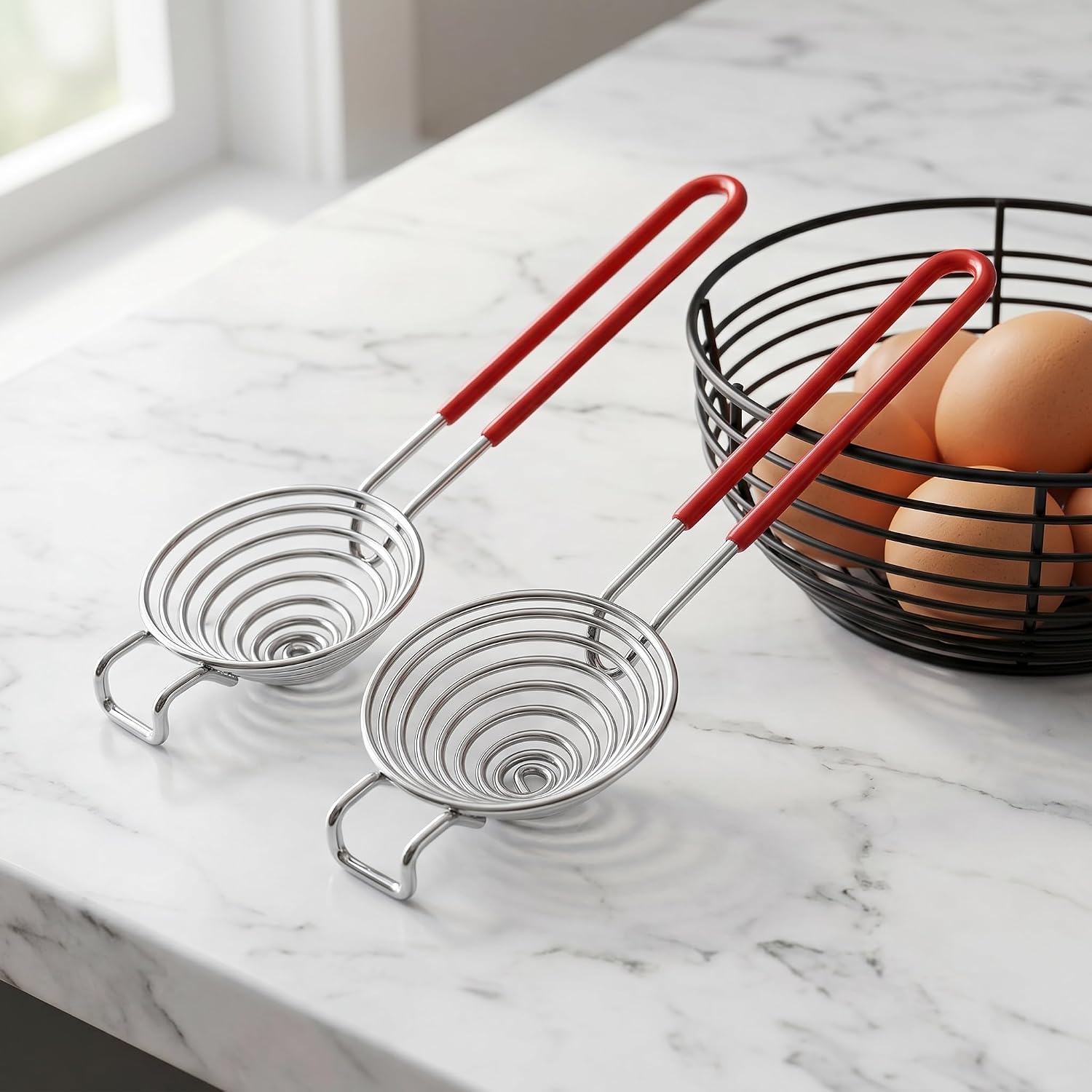 2 Pack Egg Separator, Stainless Steel Egg White Yolk Separator