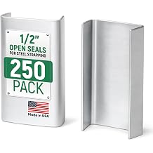 1/2" Open Seals for Steel Strapping, Pack of 250 - Heavy-Duty Metal Clips for Securing Heavy Loads, Pallets, Packaging - Sturdy Strap Clips for Steel Banding Jobs