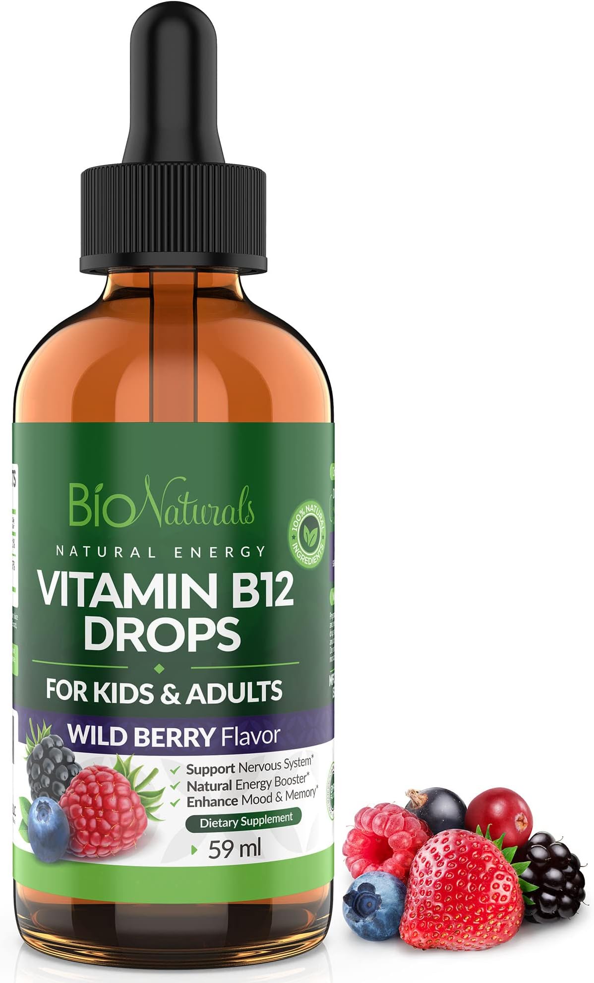 Vitamin B12 Liquid Drops w/Aloe Vera Juice - Highest Absorption Sublingual 2500mcg Methylcobalamin - 100% Energy & Brain Booster - Helps w/Fatigue & Weakness, No Crash, Vegan - 60ml