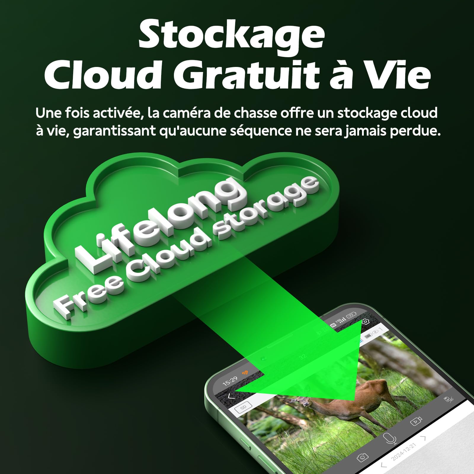 Caméra de Chasse 4G connectée, Carte SIM, Application, 32 MP, 1080P, IP66 | Vision nocturne infrarouge, détection PIR, 2 LED 850 nm, accès via application – forêt, terrain, chasse et faune sauvage