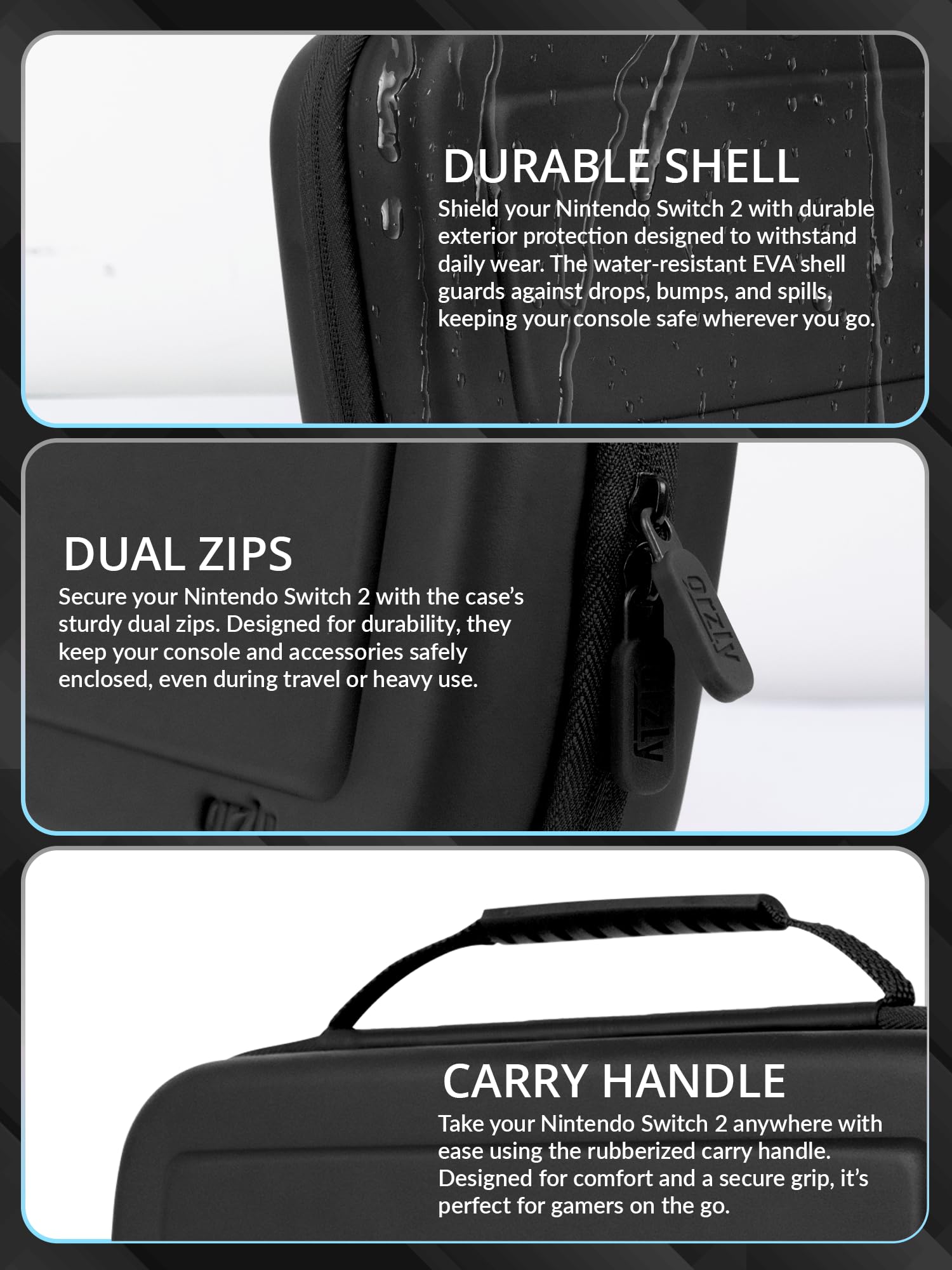 Orzly Accessori per Switch 2 – Custodia e Pellicola Protettiva per Nintendo Switch 2 (2025), Cavo di Ricarica, Porta Giochi, Custodia con Impugnatura Comfort, Cuffie e Altro – Edizione Regalo - 4