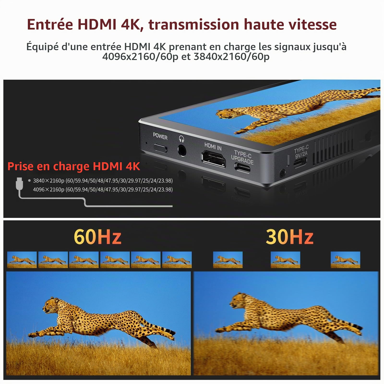 FEELWORLD P6XL 6 Pouces Moniteur de Terrain Tactile,1200 nits Batterie intégrée 3000 mAh Compatible CNC résolution 4K Full HD (1920 x 1080p), entrées/Sorties HDMI, LUT 3D