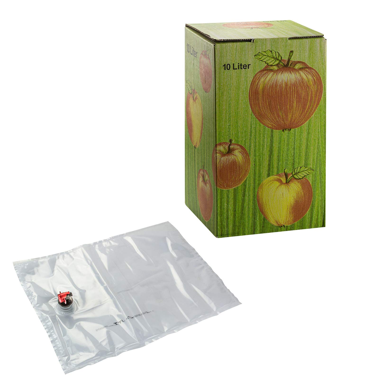 DeTec Bag in Box Saftkarton mit Saftbeutel für Saftabfüllung Faltkarton Most Apfelsaft Saftschlauch Set 3 5 10 Liter Füllmenge Sparset (30 STK, 10 Liter)