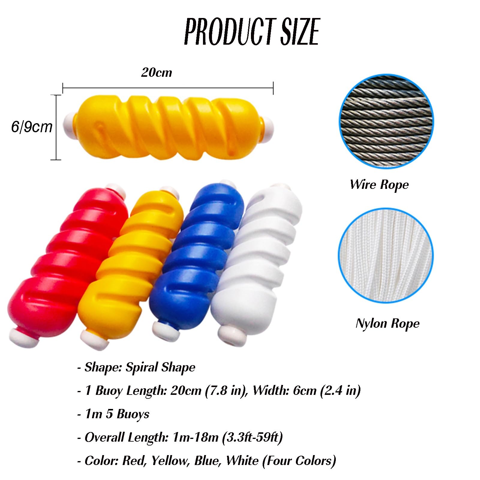 Generico Linea divisoria di Sicurezza della Piscina, Linea Segnalazione | Corda di sicurezza preassemblata, divisore for estremità poco profonda con ganci(Steel wire rope,9cm/9 meter)