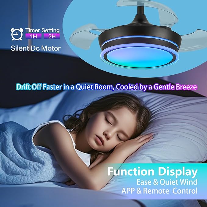 Ventilador de Techo 30 Pulgadas con Luz LED, Control Remoto miniatura 6