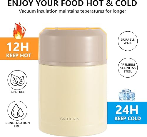 Miniatura 4 de Tarro térmico aislado para sopa para niños y adultos, contenedor térmico de acero inoxidable de 27 onzas con cuchara, aislamiento de triple capa