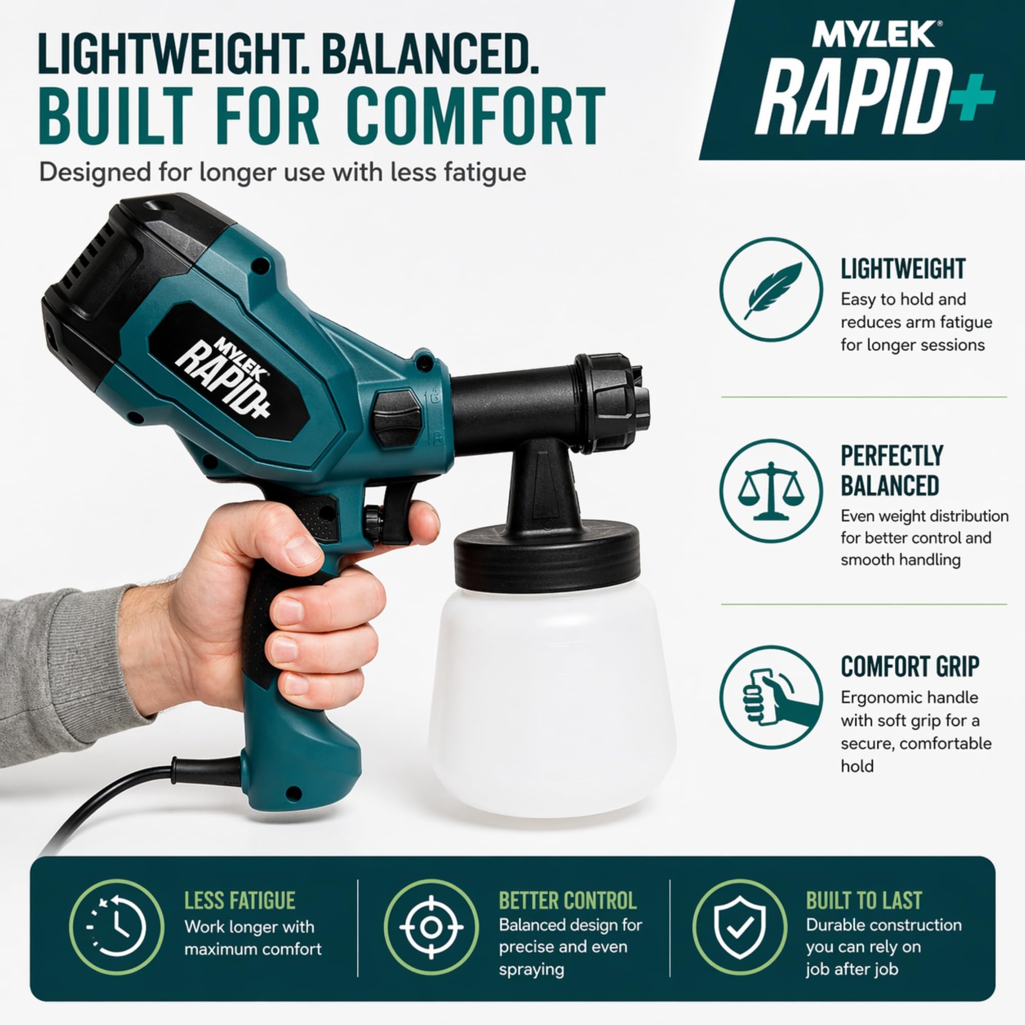 MYLEK Pistola pulverizadora eléctrica 400 W para interiores, exteriores, casa o jardín, vallas, paredes, madera, disolventes, pinturas a base de agua, emulsiones, barniz, conservantes y más