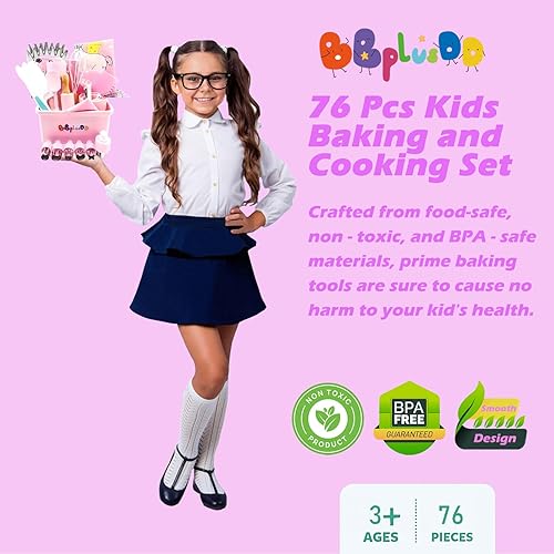 Miniatura 8 de Juego de 76 piezas para hornear y cocinar para niños, delantal para padres e hijos, kit de decoración de tartas, bolsas y puntas, utensilios de