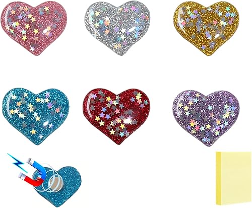 Generic Imanes para refrigerador con forma de corazón, paquete de 6 – Imanes para refrigerador de oficina, bonitos imanes para nevera, decoración