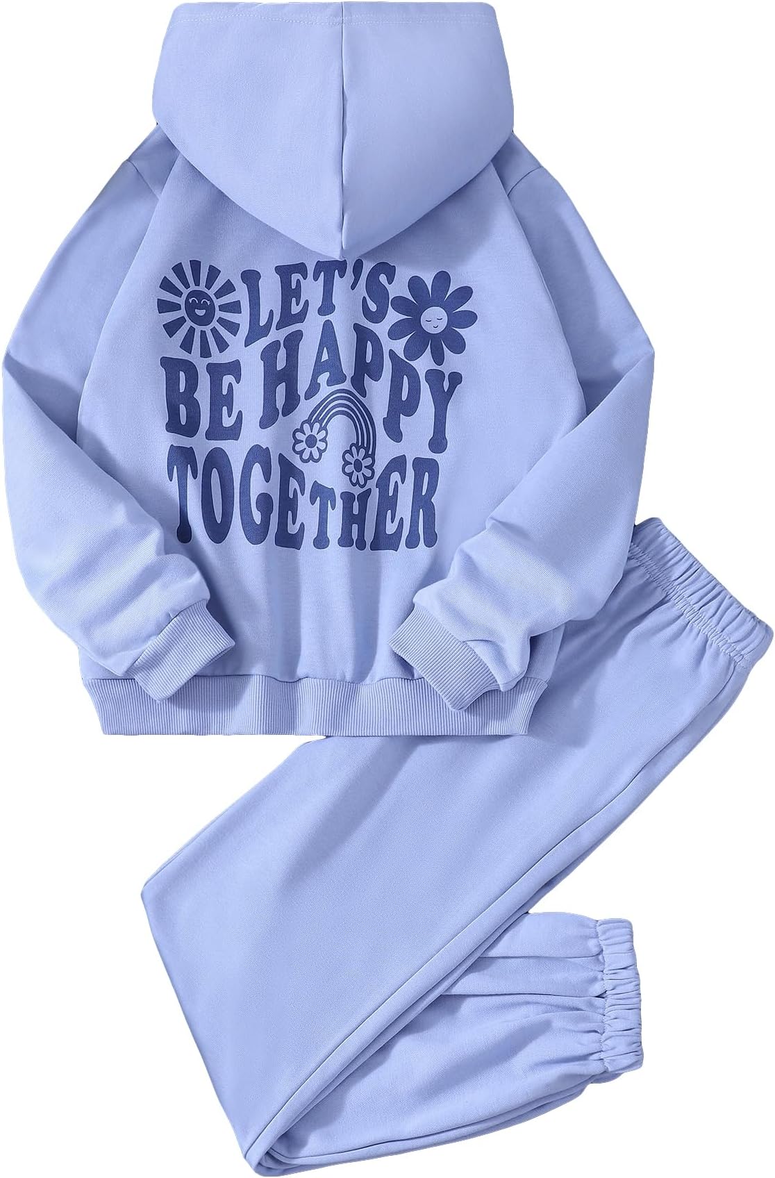 QWINEEGirl's 2 Piece Casual Slogan Graphic Long Sleeve Hoodie and Sweatpants Sets