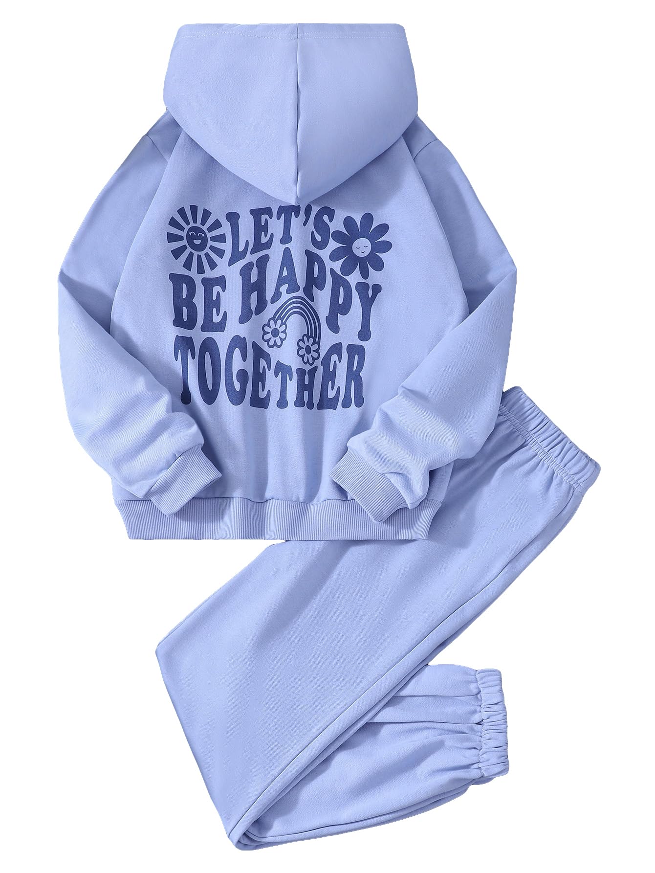 QWINEEGirl's 2 Piece Casual Slogan Graphic Long Sleeve Hoodie and Sweatpants Sets