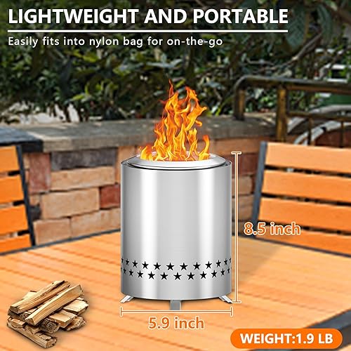 Miniatura 4 de Fogata portátil de mesa con soporte, mini hoguera para exteriores con bajo humo para patio trasero, chimenea de acero inoxidable alimentada por