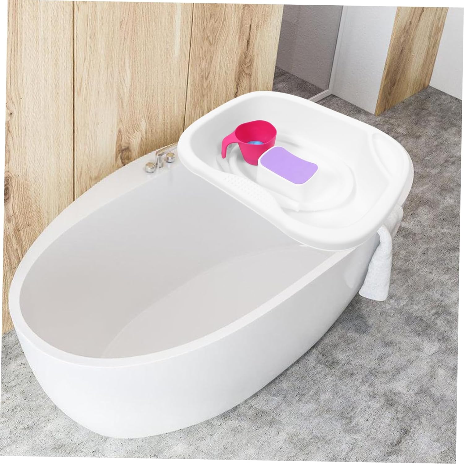 Didiseaon 1Set Portable Hair Washing Basin for Home Use Flat Lying Shampoo Bowl for Elderly Pregnant Women and Bedridden Care Includes Drain Hose Hair Washing Brush and Water Spoon