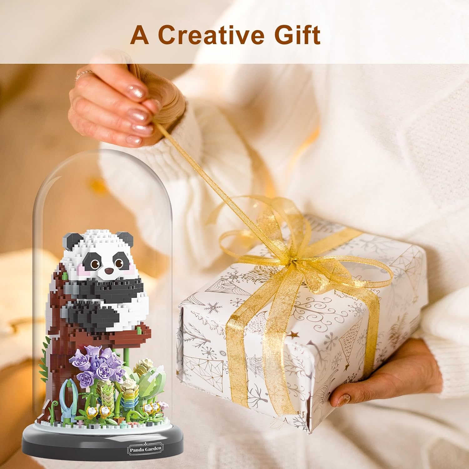 Panda Flower Building Set for Adult Party Favors for Kids Animal Building Blocks Plant Friend Set Bonsai Tree Valentines New Year Easter Birthday Gift for Boys Girls Age 6-12+(Panda Succulent)