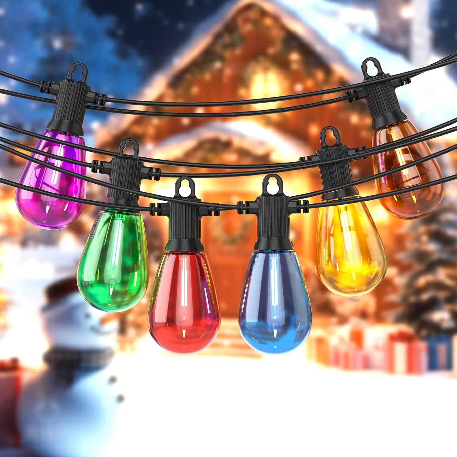 FOOMAN Multicolour Festoon Lights Outdoor 131FT/40M Garden String Light