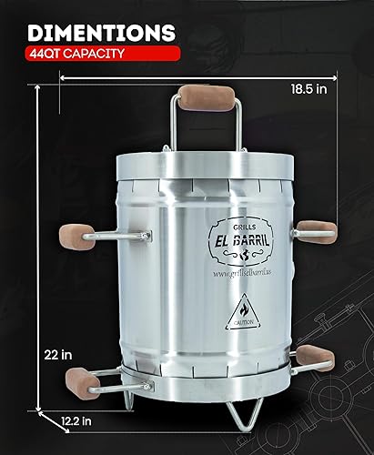 Miniatura 6 de EL BARRIL - Parrilla y ahumador de 13 libras, parrilla ahumadora de carbón de acero inoxidable - Ahumadores portátiles al aire libre con accesorios