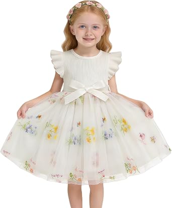 Toddler Girl Summer Dress Tulle Ruffle Sleeveless Baby Girl Fashion Casual Spring Dresses 1-5Y
