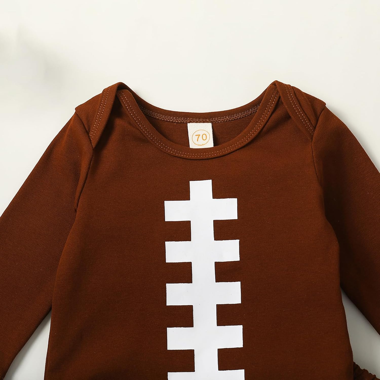Newborn Baby Boy Football Outfit Long Sleeve Romper Elastic Striped Pant Set With Hat Fall Thanksgiving Clothes - Image 2