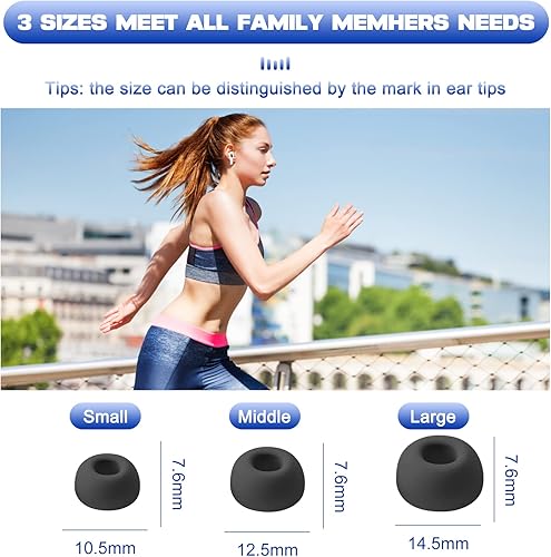 Miniatura 6 de W&Y 6 pares de almohadillas de repuesto para AirPods Pro de 1 y 2 generación con caja, puntas de auriculares de silicona con orificio de reducción
