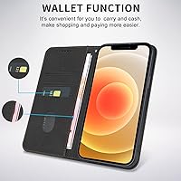 Vista 5 de Funda tipo cartera para iPhone 12/12 Pro de 6.1 pulgadas - [Fuerte magnético] Funda de piel sintética con tarjetero y función atril para teléfono