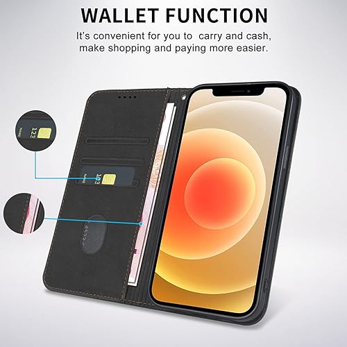 Miniatura 5 de Funda tipo cartera para iPhone 12/12 Pro de 6.1 pulgadas - [Fuerte magnético] Funda de piel sintética con tarjetero y función atril para teléfono