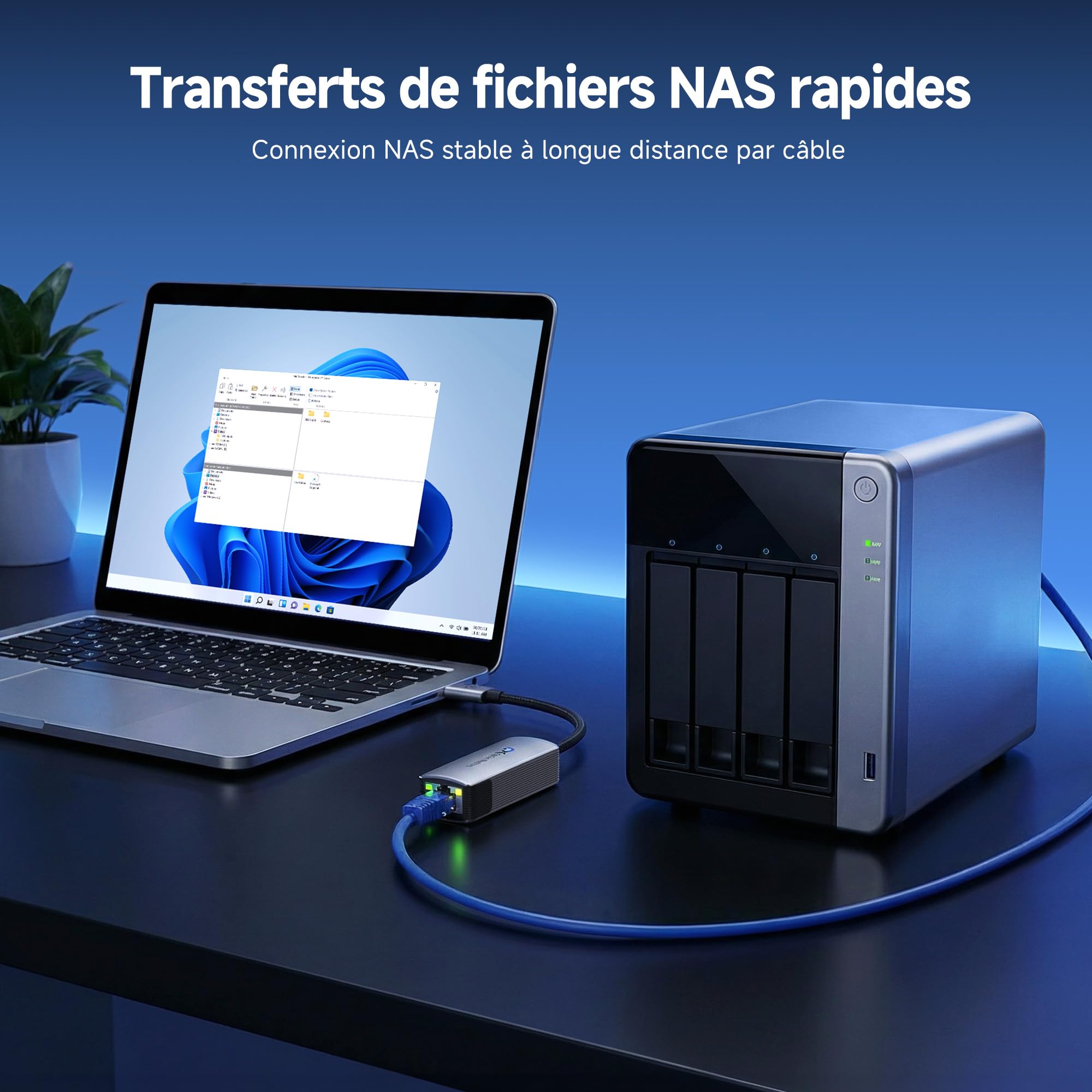 Cable Matters Adaptateur Ethernet USB-C 10GbE en Aluminium | Compatible avec USB4/TB 5, fonctionnement silencieux et frais, vitesse réelle env. 7Gbit/s sous Windows / 5Gbit/s sous macOS